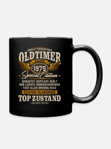 Oldtimer 1975 Jahrgang geboren Geburtstag Geschenk - Tasse einfarbig - Schwarz