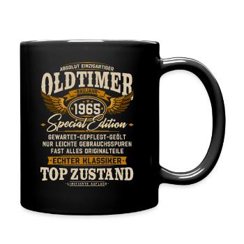 Oldtimer 1965 Jahrgang geboren Geburtstag Geschenk - Tasse einfarbig - Schwarz - Rechts