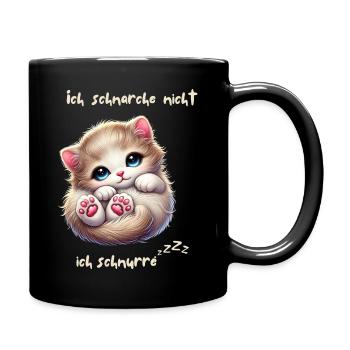 ich schnarche nicht ich schnurre - Tasse einfarbig - Schwarz - Rechts