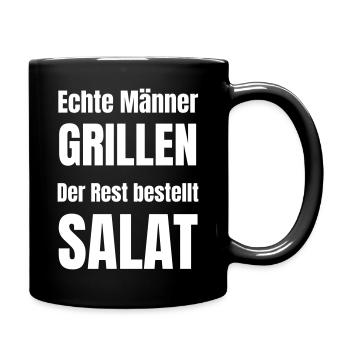 Männer grillen und der Rest bestellt Salat. - Tasse einfarbig - Schwarz - Rechts