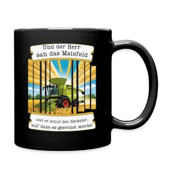 Gott schuf den Häcksler für die Landwirte! - Tasse einfarbig - Schwarz - Rechts