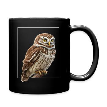 Steinkauz Eule Athene Noctua - Tasse einfarbig - Schwarz - Rechts