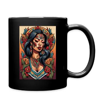 Mexican Woman Traditional - Tasse einfarbig - Schwarz - Rechts