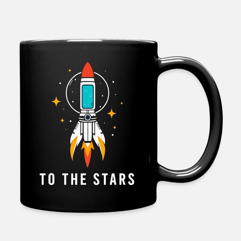 Rocket on a starry background - Full Colour Mug - black