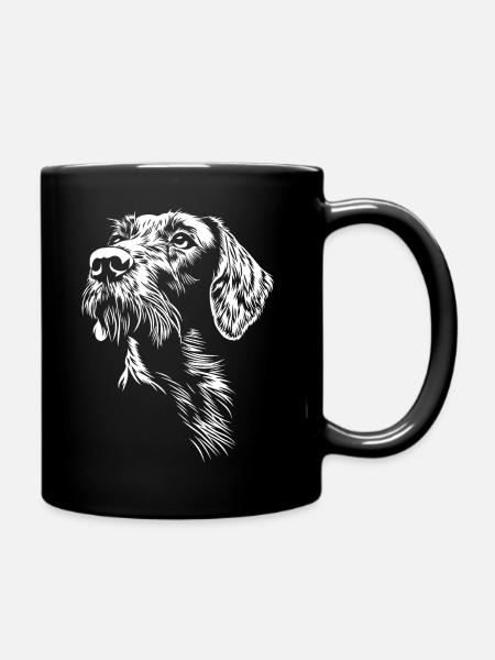 Deutsch Drahthaar Portrait Hunde Jagdhund - Tasse einfarbig - Schwarz