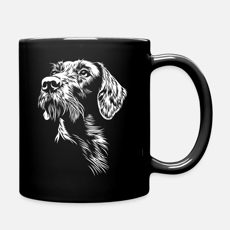 Deutsch Drahthaar Portrait Hunde Jagdhund - Tasse einfarbig - Schwarz