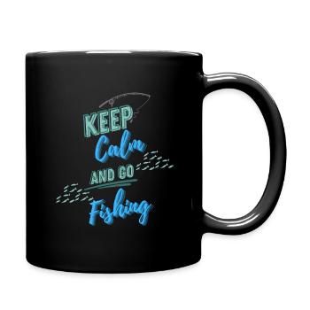keep calm fishing - Tasse einfarbig - Schwarz - Rechts