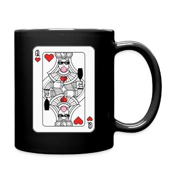 Funny Queen of Hearts Design – Party Playing Card - Full Colour Mug - black - Right