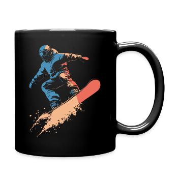 Snowboarder Snowboarding Sprung Vintage - Tasse einfarbig - Schwarz - Rechts
