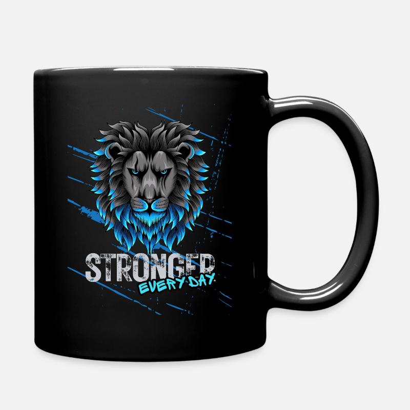 Stronger every Day Löwe - Tasse einfarbig - Schwarz
