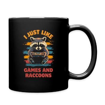 Waschbär Gaming Videospiele Gamer - Tasse einfarbig - Schwarz - Rechts
