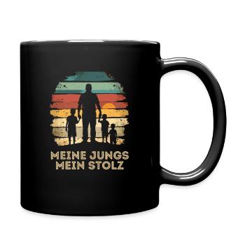 Father With Three Sons Father's Day Birthday - Full Colour Mug - black - Right