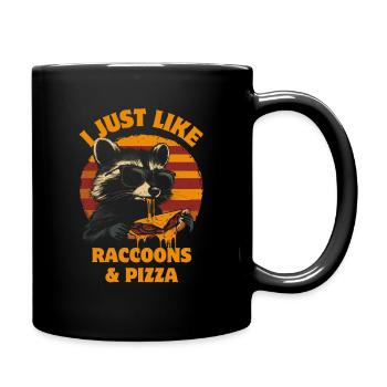 raton laveur avec des lunettes de soleil mangeant de la pizza vintage - Mug uni - noir - Droite