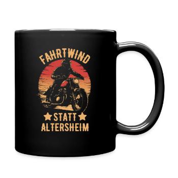 Motorrad Vintage Pensionär Rentner Geburtstag - Tasse einfarbig - Schwarz - Rechts