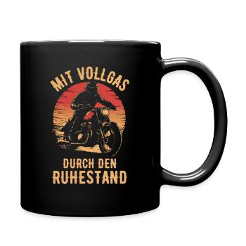 Motorrad Vintage Pensionär Rentner Geburtstag - Tasse einfarbig - Schwarz - Rechts