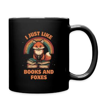 Süßer Fuchs mit Bücher - Tasse einfarbig - Schwarz - Rechts