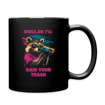 Waschbär mit Sonnenbrille und Kamera - Tasse einfarbig - Schwarz - Rechts