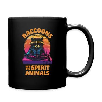 Waschbär mit Sonnenbrille am Turntable DJ Musik - Tasse einfarbig - Schwarz - Rechts