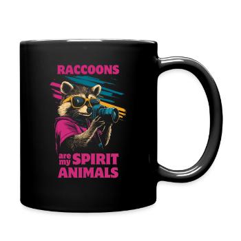 Waschbär mit Sonnenbrille und Kamera - Tasse einfarbig - Schwarz - Rechts