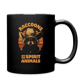 Waschbär mit Sonnenbrille und Cowboy Hut - Tasse einfarbig - Schwarz - Rechts