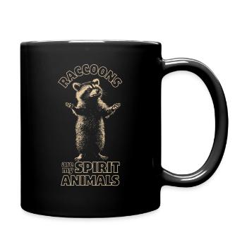Raccoon Favorite Animal Spirit Animal monochrome - Full Colour Mug - black - Right