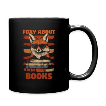 Fuchs mit Sonnenbrille und Bücher - Tasse einfarbig - Schwarz - Rechts