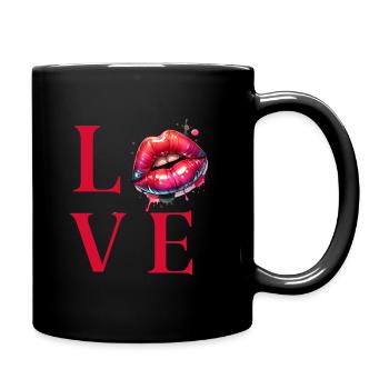 Love, Kiss, Mouth - Full Colour Mug - black - Right
