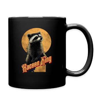 Elegant raccoon in front of golden crescent moon - Full Colour Mug - black - Right