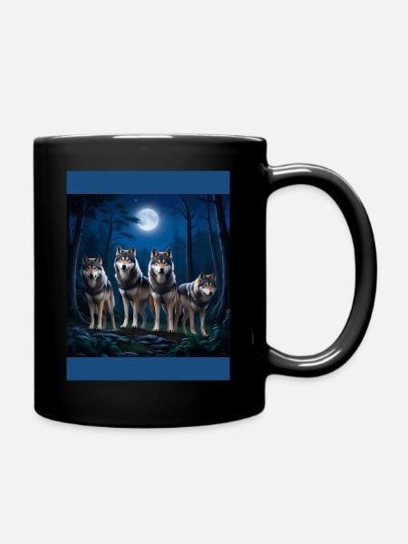 Wolfsrudel - Tasse einfarbig - Schwarz