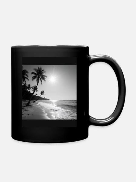 Beach Black and Withe - Tasse einfarbig - Schwarz