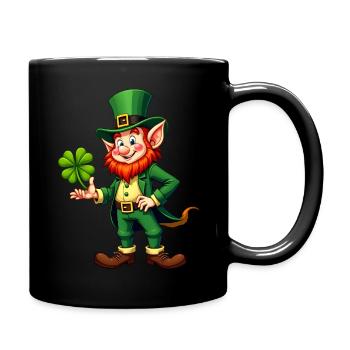 Glücklicher Kobold - Tasse einfarbig - Schwarz - Rechts