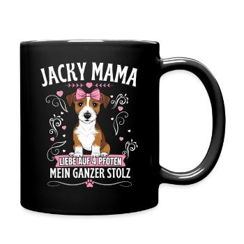 Jack Russel Terrier Frauchen - Tasse einfarbig - Schwarz - Rechts