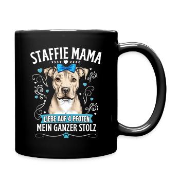 Staffordshire Terrier Frauchen-Stafford Besitzer - Tasse einfarbig - Schwarz - Rechts