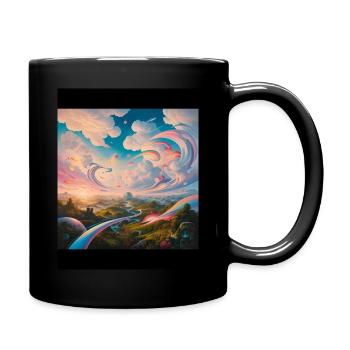 Fantasie Welt - Tasse einfarbig - Schwarz - Rechts