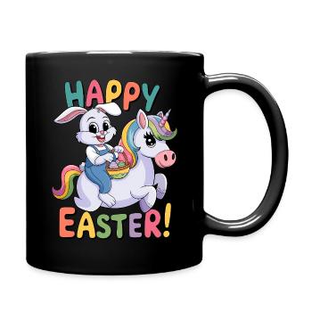 Ostern Einhorn Osterhase Happy Easter Osterfest - Tasse einfarbig - Schwarz - Rechts