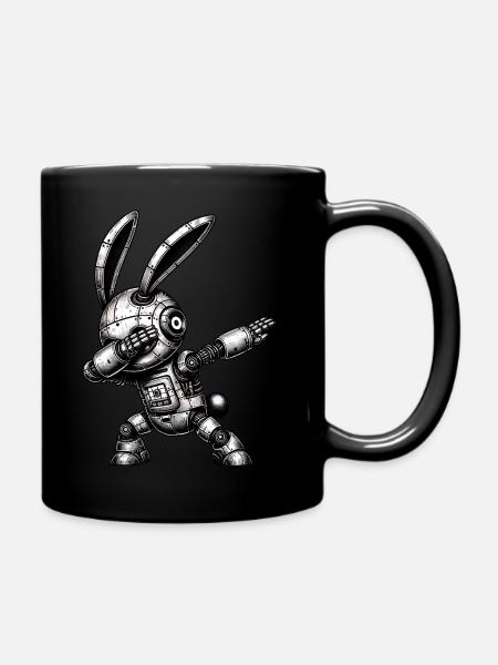 Dabbing Roboter Häschen - Tasse einfarbig - Schwarz