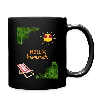 Hello Summer - Tasse einfarbig - Schwarz - Rechts