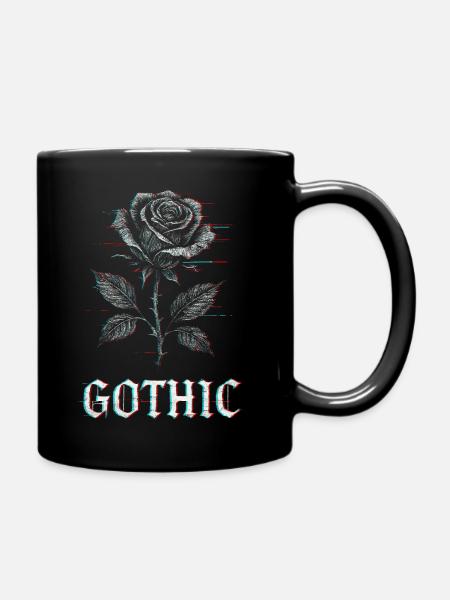 Gothic Rose mit Glitch Effekt - Tasse einfarbig - Schwarz