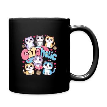 Cat Kitten Cartoon Gift - Full Colour Mug - black - Right
