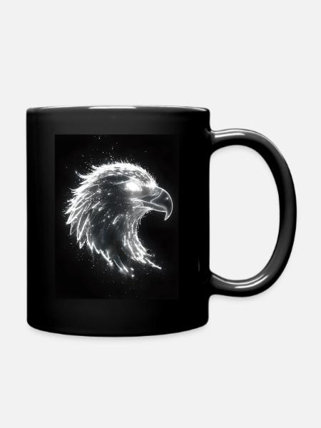 Adler Silhouette Licht Geschenk - Tasse einfarbig - Schwarz
