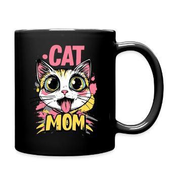 Catmom Katzen Mama Katze Cat Mom - Tasse einfarbig - Schwarz - Rechts