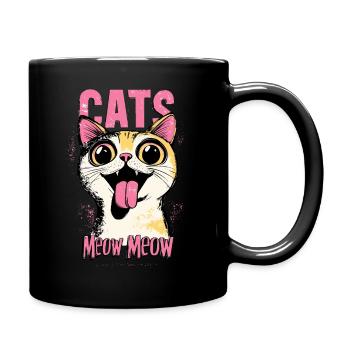 Cats Meow Meow Katzenmama Katze Cat Mom - Full Colour Mug - black - Right