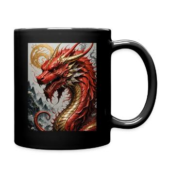 Roter Drache - Tasse einfarbig - Schwarz - Rechts