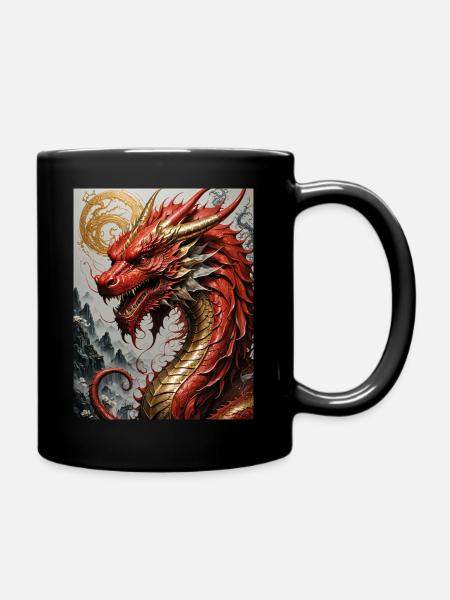 Roter Drache - Tasse einfarbig - Schwarz