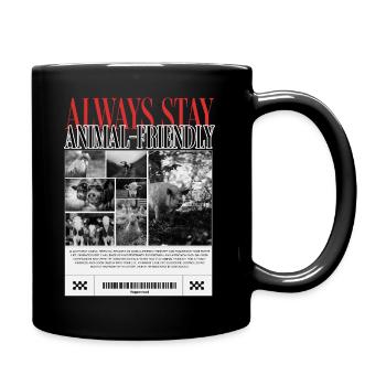 Always stay animal friendly - Tasse einfarbig - Schwarz - Rechts
