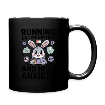 Running on Low Battery and High Anxiety Funny Bunn - Tasse einfarbig - Schwarz - Rechts