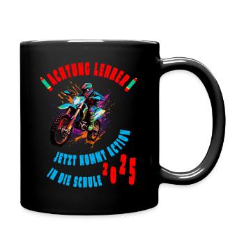 Einschulung - Motorrad - Achtung Lehrer! - 2025 - Tasse einfarbig - Schwarz - Rechts
