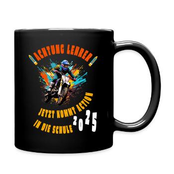Einschulung 2025 - Motorrad - Achtung Lehrer! - Tasse einfarbig - Schwarz - Rechts