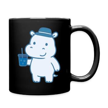 Nilpferd Strohhalm Limonade Sommer Urlaub Strand - Tasse einfarbig - Schwarz - Rechts