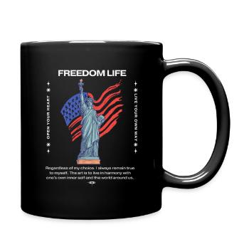 Freiheit Leben - Tasse einfarbig - Schwarz - Rechts